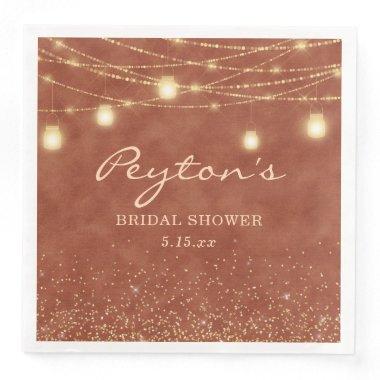 Terracotta Gold Glitter String Light Bridal Shower Paper Dinner Napkins