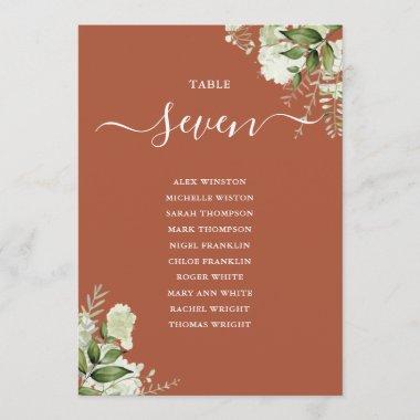 Terracotta Greenery Seating Plan Table Number