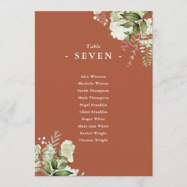 Terracotta Greenery Seating Plan Table Number