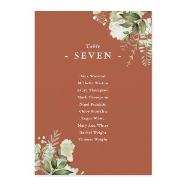 Terracotta Greenery Seating Plan Table Number