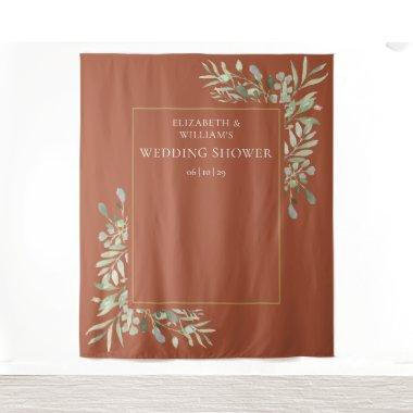 Terracotta Greenery Wedding Shower Photo Backdrop