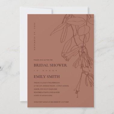 TERRACOTTA LINE DRAWING FLORAL BRIDAL SHOWER Invitations