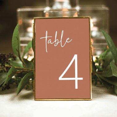 Terracotta Minimalist Script  Flat Table Number