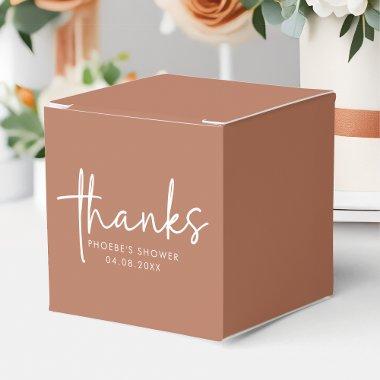 Terracotta Minimalist Script  Square Favor Boxes