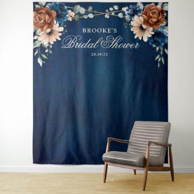 Terracotta Navy Blue Bridal shower Photo Backdrop