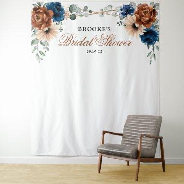 Terracotta Navy Blue Bridal shower Photo Backdrop