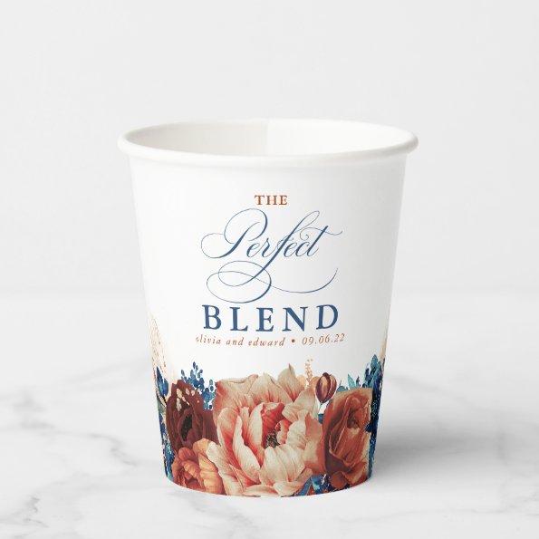 Terracotta Navy Blue Floral Boho The Perfect Blend Paper Cups