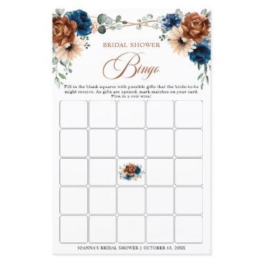 Terracotta Navy Blue Greenery Bridal Shower Bingo