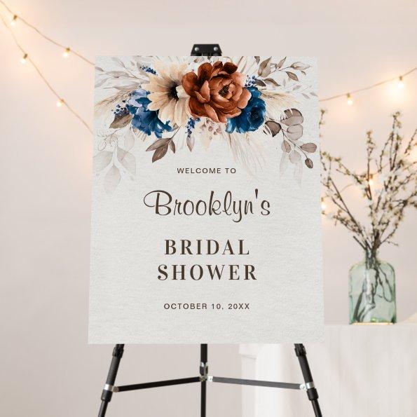 Terracotta Navy Blue Rustic  Welcome Foam Board