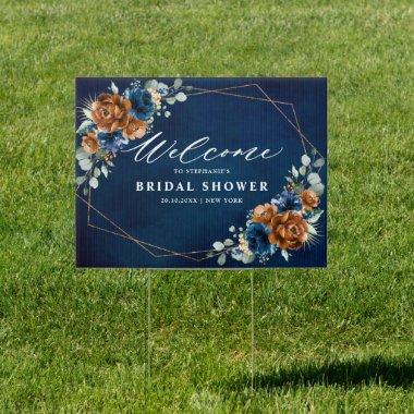 Terracotta Navy Greenery Bridal Shower Welcome Sig Sign