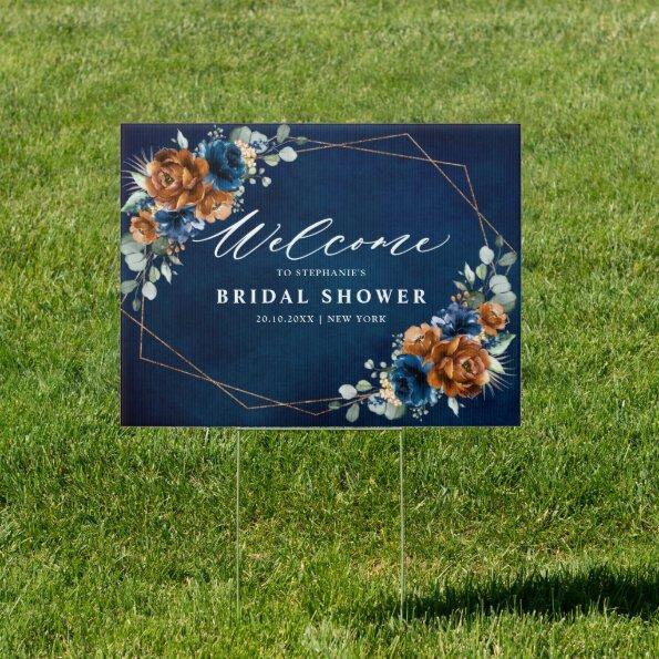 Terracotta Navy Greenery Bridal Shower Welcome Sig Sign