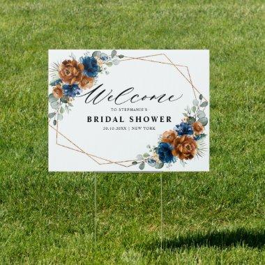 Terracotta Navy Greenery  Welcome Sig Sign