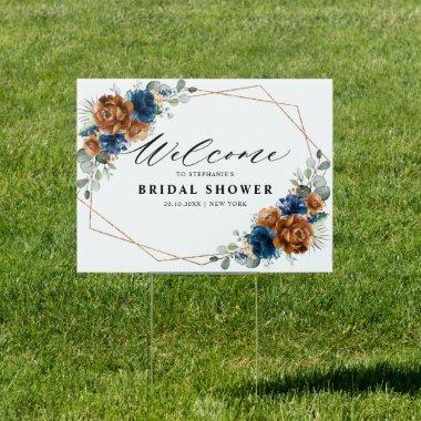 Terracotta Navy Greenery Bridal Shower Welcome Sig Sign