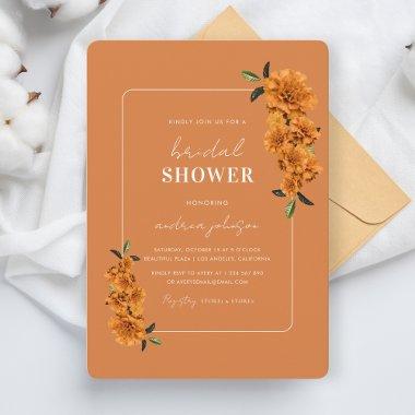 Terracotta & Orange Floral Summer Bridal Shower Invitations