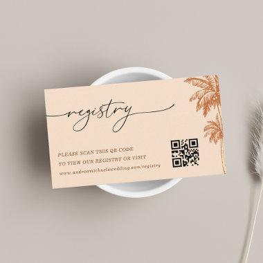 Terracotta Palm Tree QR Code Wedding Gift Registry Enclosure