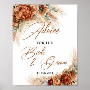 Terracotta pampas Advice for the bride and groom Poster
