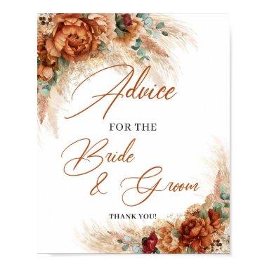 Terracotta pampas Advice for the bride and groom Poster