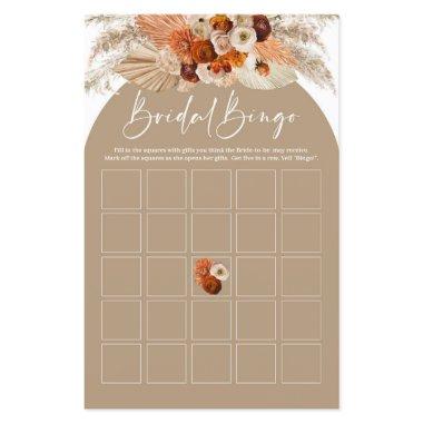 Terracotta pampas grass boho bridal shower bingo