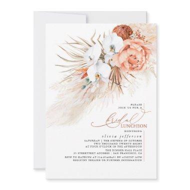 Terracotta Pampas Grass Luncheon Bridal Shower Invitations