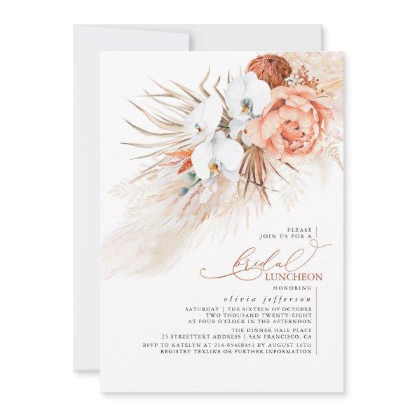 Terracotta Pampas Grass Luncheon Bridal Shower Invitations