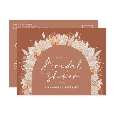 Terracotta pampas grass modern  chic invitation post