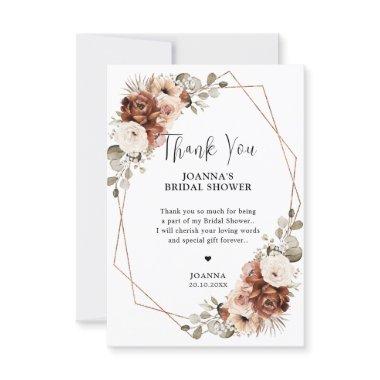 Terracotta Pampas Grass Rustic Bridal Shower Thank You Invitations