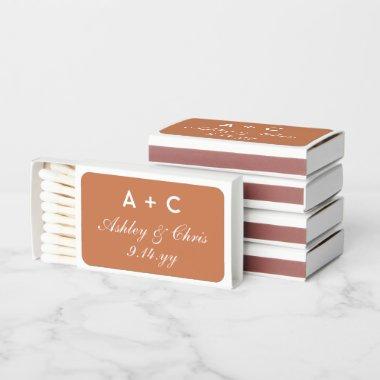 Terracotta Personalized Wedding Reception Favor Matchboxes