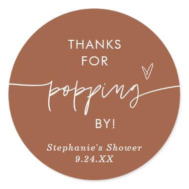 Terracotta Popcorn Favors, Thanks for Popping By Classic Round Sticker