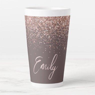 Terracotta Rose Gold Blush Pink Glitter Monogram Latte Mug