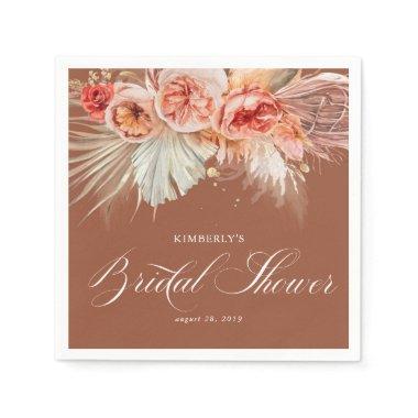 Terracotta Rust Floral Pampas Grass  Napkins