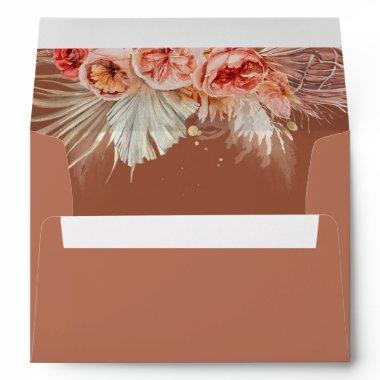 Terracotta Rust Flowers and Pampas Grass Envelope