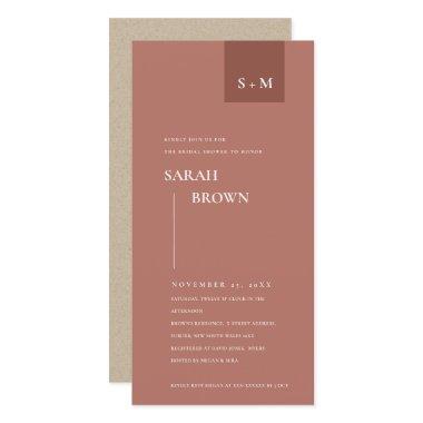 TERRACOTTA RUST MONOGRAM BRIDAL SHOWER INVITE