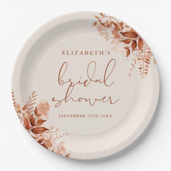 Terracotta Rustic Floral  Paper Plates