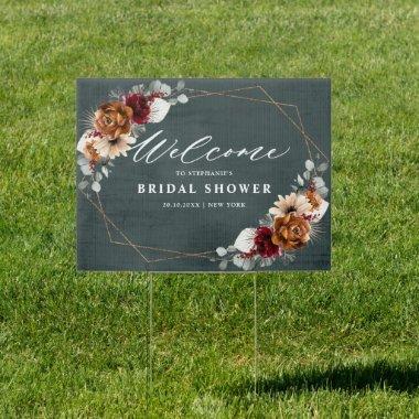 Terracotta Sage Burgundy Bridal Shower Welcome Sig Sign