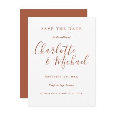 Terracotta Signature Script Wedding Save the Date PostInvitations