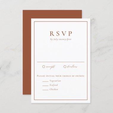 Terracotta Simple Typography Formal Wedding RSVP Card