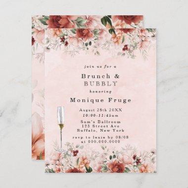 Terracotta Spring Fall Floral Brunch & Bubbly Invitations