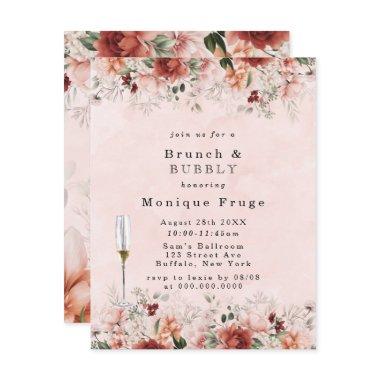 Terracotta Spring Fall Floral Brunch & Bubbly Invitations