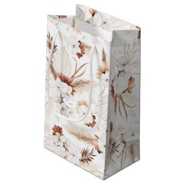 Terracotta White and Ivory Flowers Boho Botanical Small Gift Bag