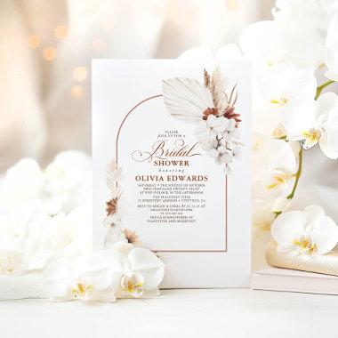 Terracotta White Flowers Boho Chic Bridal Shower Invitations