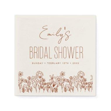 Terracotta Wildflower Boho Bridal Shower Floral Napkins