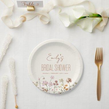 Terracotta Wildflower Boho Bridal Shower In Bloom Paper Plates