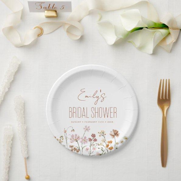 Terracotta Wildflower Boho  In Bloom Paper Plates