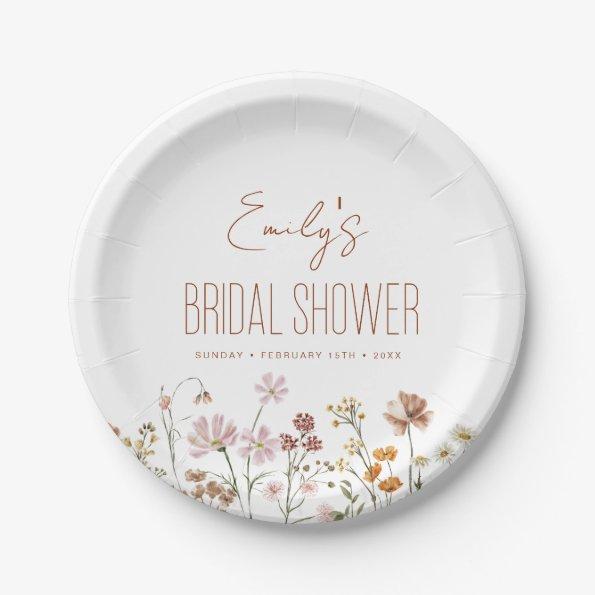 Terracotta Wildflower Boho Bridal Shower In Bloom Paper Plates