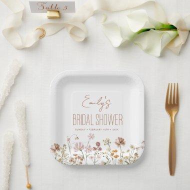 Terracotta Wildflower Boho Bridal Shower In Bloom Paper Plates