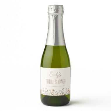 Terracotta Wildflower Boho Bridal Shower In Bloom Sparkling Wine Label