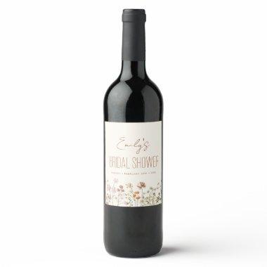 Terracotta Wildflower Boho Bridal Shower In Bloom Wine Label