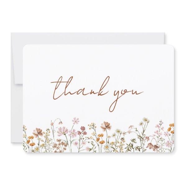 Terracotta Wildflower Bridal Shower Thank You Invitations