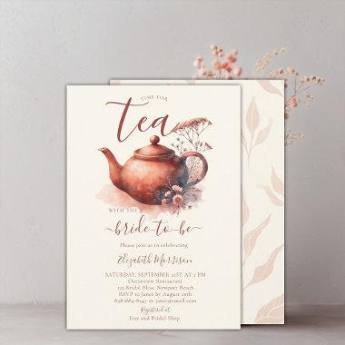 Terracotta Wildflowers Art Pot Bridal Tea Shower Invitations