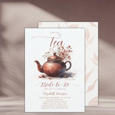 Terracotta Wildflowers Boho Chic Bridal Tea Shower Invitations